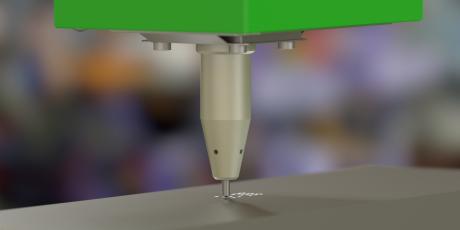O punção 3D segue o relevo da peça a ser marcada